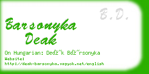 barsonyka deak business card